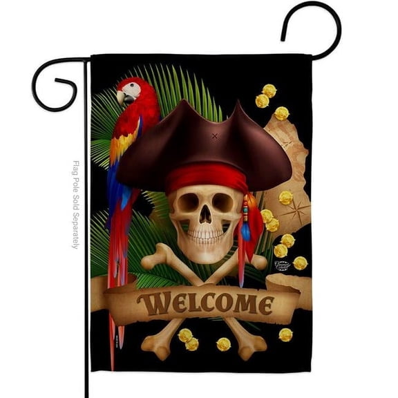 Ornament Collection 13 x 18.5 in. Pirate Ahoy Mate Garden Flag with Coastal Double-Sided Decorative Vertical House Decoration Banner Yard Gift