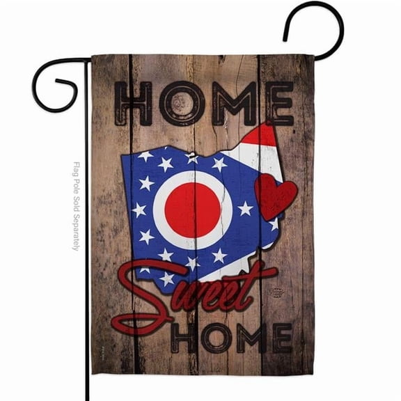 Ornament Collection 13 x 18.5 in. State Ohio Home Sweet American State Vertical Garden Flag with Double-Sided House Decoration Banner Yard Gift