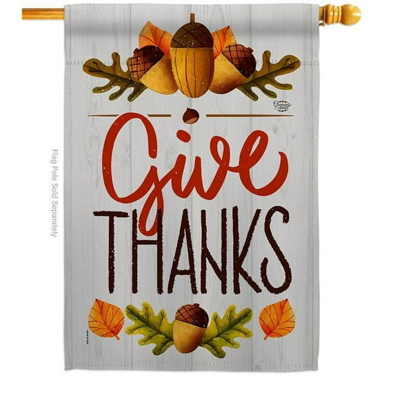 Ornament Collection 28 x 40 in. Give Thanks House Flag with Fall Thanksgiving Double-Sided Decorative Vertical Flags Decoration Banner Garden Yard Gift