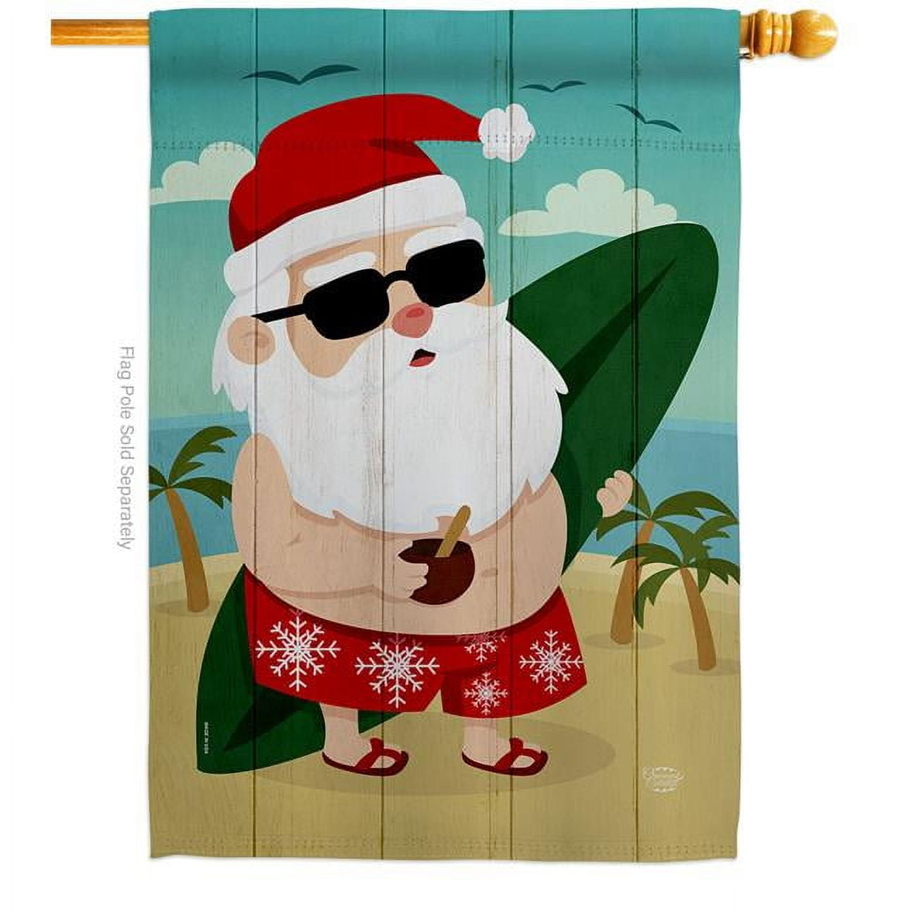 28 x 40 in. Santa Beach Christmas House Flag