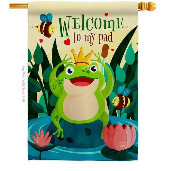 Ornament Collection H192582-BO Frog Welcome Animals Critter 28 x 40 in. Double-Sided Decorative Vertical House Flags for Decoration Banner Garden Yard Gift