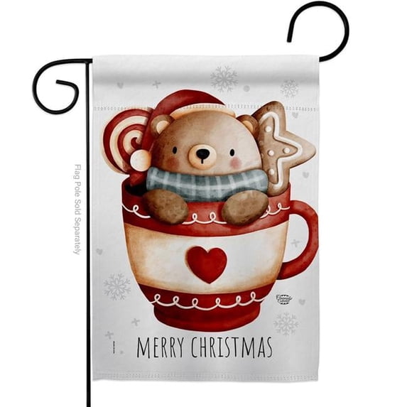 Ornament Collection G190038-BO 13 x 18.5 in. Beary Hot Coco Garden Flag for Wintertime Christmas Double-Sided Decorative Vertical Flags & House Decoration Banner Yard Gift