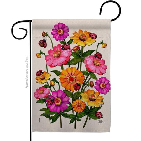 Ornament Collection G190163-BO 13 x 18.5 in. Ladybug Bouquet Floral Garden Flag with Double-Sided Decorative Vertical Flags