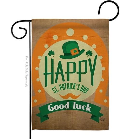 Ornament Collection G191098-BO Good Luck St Patricks Day Springtime Patrick Double-Sided Decorative Garden Flag, Multi Color