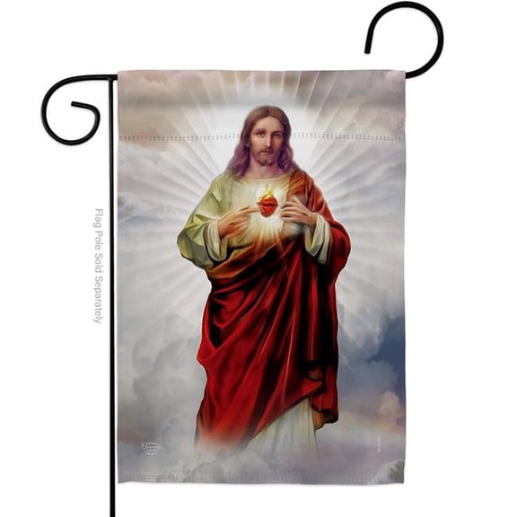 Ornament Collection G192161-BO Sacred Heart of Jesus Religious Faith Double-Sided Decorative Garden Flag, Multi Color