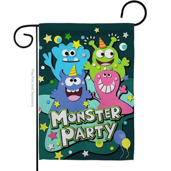Ornament Collection G192167-BO Monster Party Celebration Double-Sided Decorative Garden Flag, Multi Color