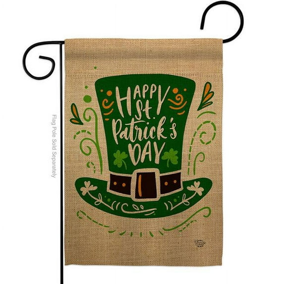 Ornament Collection G192304-BO St Pat Hat Springtime Double-Sided Decorative Garden Flag, Multi Color