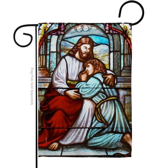 Ornament Collection G192556-BO Virgin Mary Blue Religious Faith Double-Sided Decorative Garden Flag, Multi Color