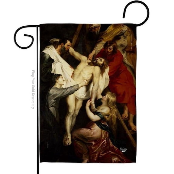Ornament Collection G192622-BO Descent from the Cross Religious Faith Double-Sided Decorative Garden Flag, Multi Color