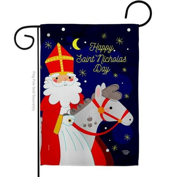 Ornament Collection G192690-BO 13 x 18.5 in. Saint Nicholas Day Garden Flag with Winter Wonderland Double-Sided Decorative Vertical Flags House Decoration Banner Yard Gift