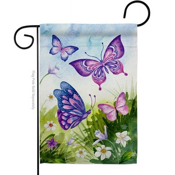 Ornament Collection G192698-BO Butterflies Field Friends Double-Sided Decorative Garden Flag, Multi Color
