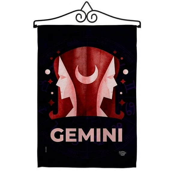 Ornament Collection GS190025-BO-02 13 x 18.5 in. Gemini Garden Flag Set for Interests Zodiac Double-Sided Decorative Vertical Flags & House Decoration Banner Yard Gift