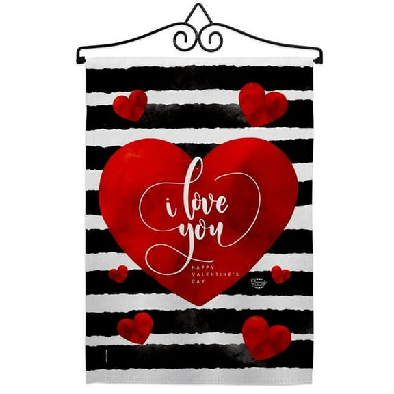 Ornament Collection GS190037-BO-02 13 x 18.5 in. Love You Day Garden Flag Set for Springtime Valentine Double-Sided Decorative Vertical Flags & House Decoration Banner Yard Gift