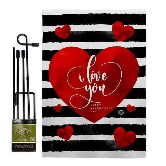 Ornament Collection GS190037-BO 13 x 18.5 in. Love You Day Garden Flag Set for Springtime Valentine Double-Sided Decorative Vertical Flags & House Decoration Banner Yard Gift