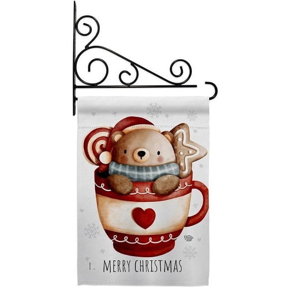 Ornament Collection GS190038-BO-03 13 x 18.5 in. Beary Hot Coco Garden Flag Set for Wintertime Christmas Double-Sided Decorative Vertical Flags & House Decoration Banner Yard Gift
