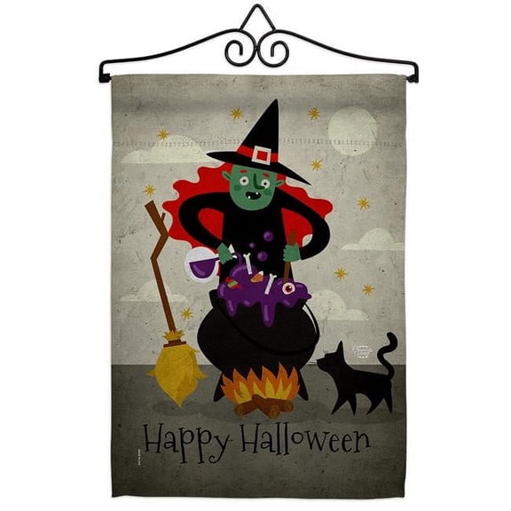 Ornament Collection GS190173-BO-02 Casting Spells Falltime Halloween 13 x 18.5. in. Double-Sided Decorative Horizontal House Garden Flag Set for Decoration Banner Yard Gift