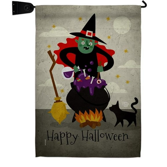 Ornament Collection GS190173-BO-04 Casting Spells Falltime Halloween 13 x 18.5. in. Double-Sided Decorative Horizontal House Garden Flag Set for Decoration Banner Yard Gift