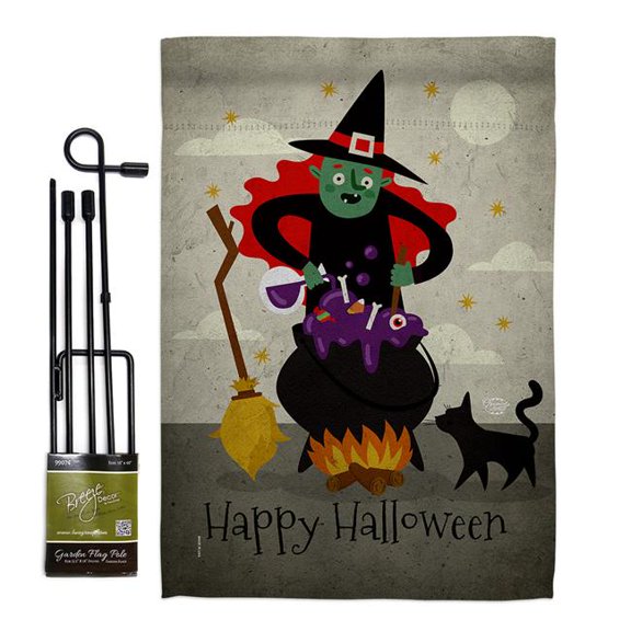 Ornament Collection GS190173-BO Casting Spells Falltime Halloween 13 x 18.5. in. Double-Sided Decorative Horizontal House Garden Flag Set for Decoration Banner Yard Gift