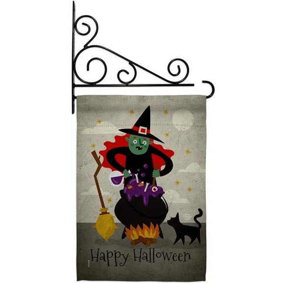 Ornament Collection GS190173-P3-03 Casting Spells Falltime Halloween 13 x 18.5. in. Double-Sided Decorative Horizontal House Garden Flag Set for Decoration Banner Yard Gift