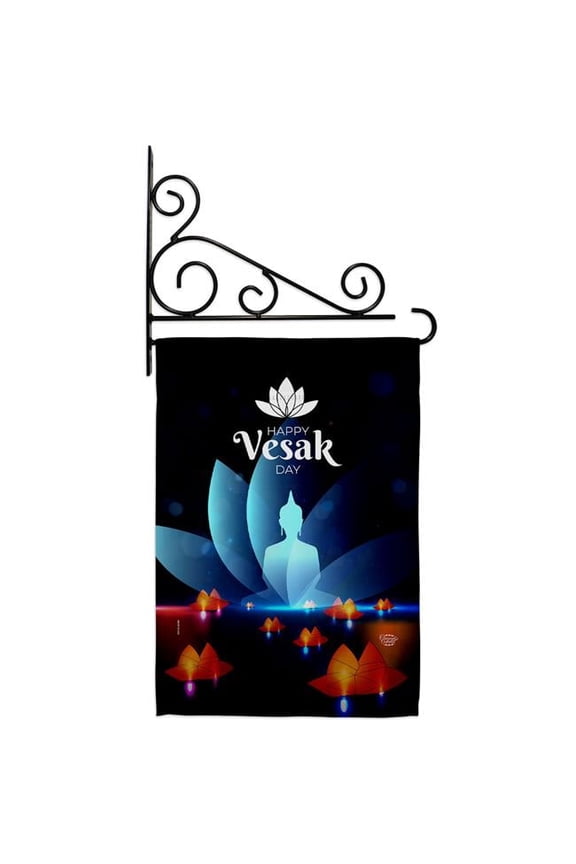 GS190177-P3-03 Happy Vesak Day Religious 13 x 18.5. in. Double-Sided Decorative Horizontal House Garden Flag Set for Decoration Banner Yard Gift