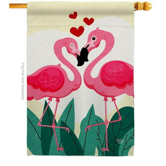 Ornament Collection H190016-BO 28 x 40 in. True Love Flamingo House Flag Springtime Valentine Double-Sided Decorative Vertical Flags Decoration Banner Garden Yard Gift