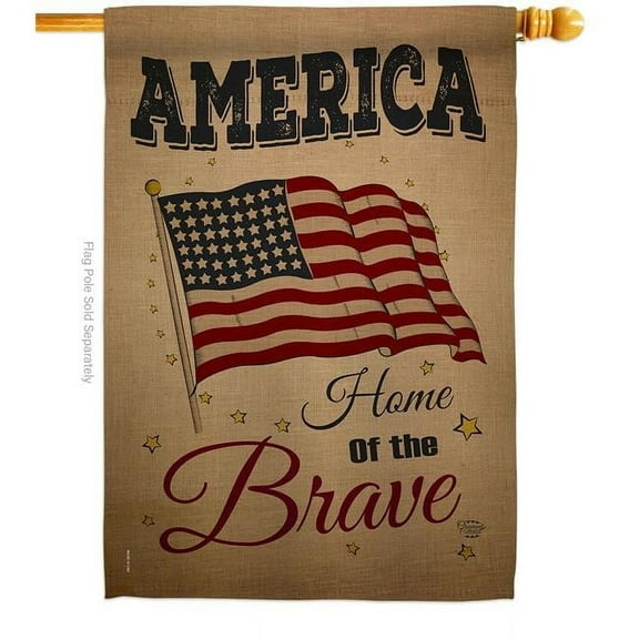 Ornament Collection H191083-BO 28 x 40 in. America Home of the Brave American Star & Stripes Vertical House Flag with Double-Sided Decorative Banner Garden Yard Gift