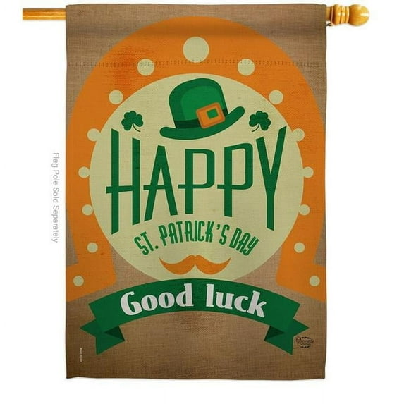 Ornament Collection H191098-BO Good Luck St Patricks Day Springtime Patrick Double-Sided Garden Decorative House Flag, Multi Color