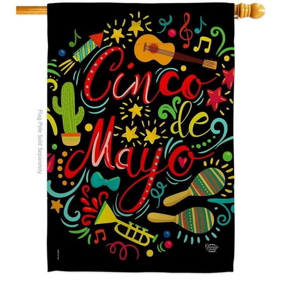 Ornament Collection H192061-BO El Fiesta Cinco de Mayo Summertime 28 x 40 in. Double-Sided Decorative Vertical House Flags for Decoration Banner Garden Yard Gift