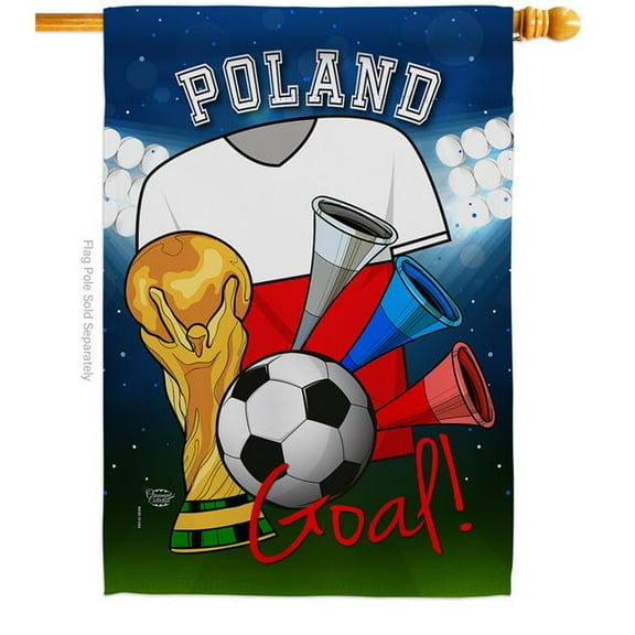 Ornament Collection H192106-BO World Cup Poland Soccer Sports 28 x 40 in. Double-Sided Decorative Vertical House Flags for Decoration Banner Garden Yard Gift