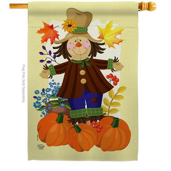 Ornament Collection H192120-BO 28 x 40 in. Autumn Scarecrow House Flag with Fall Harvest & Double-Sided Decorative Vertical Flags Decoration Banner Garden Yard Gift