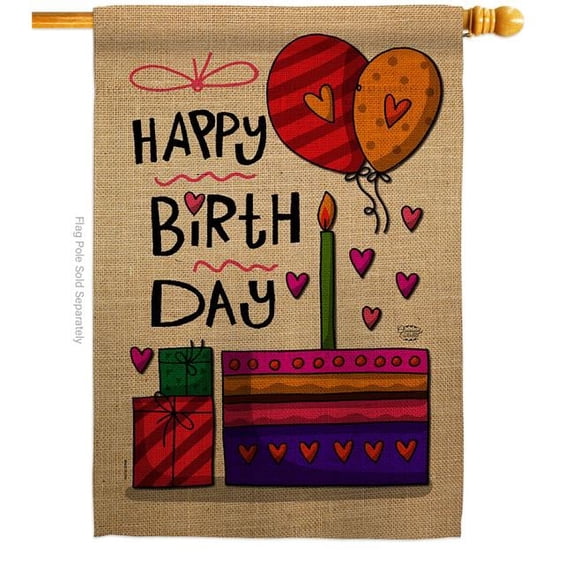 Ornament Collection H192184-BO Happy Birth Day Celebration Birthday Double-Sided Garden Decorative House Flag, Multi Color