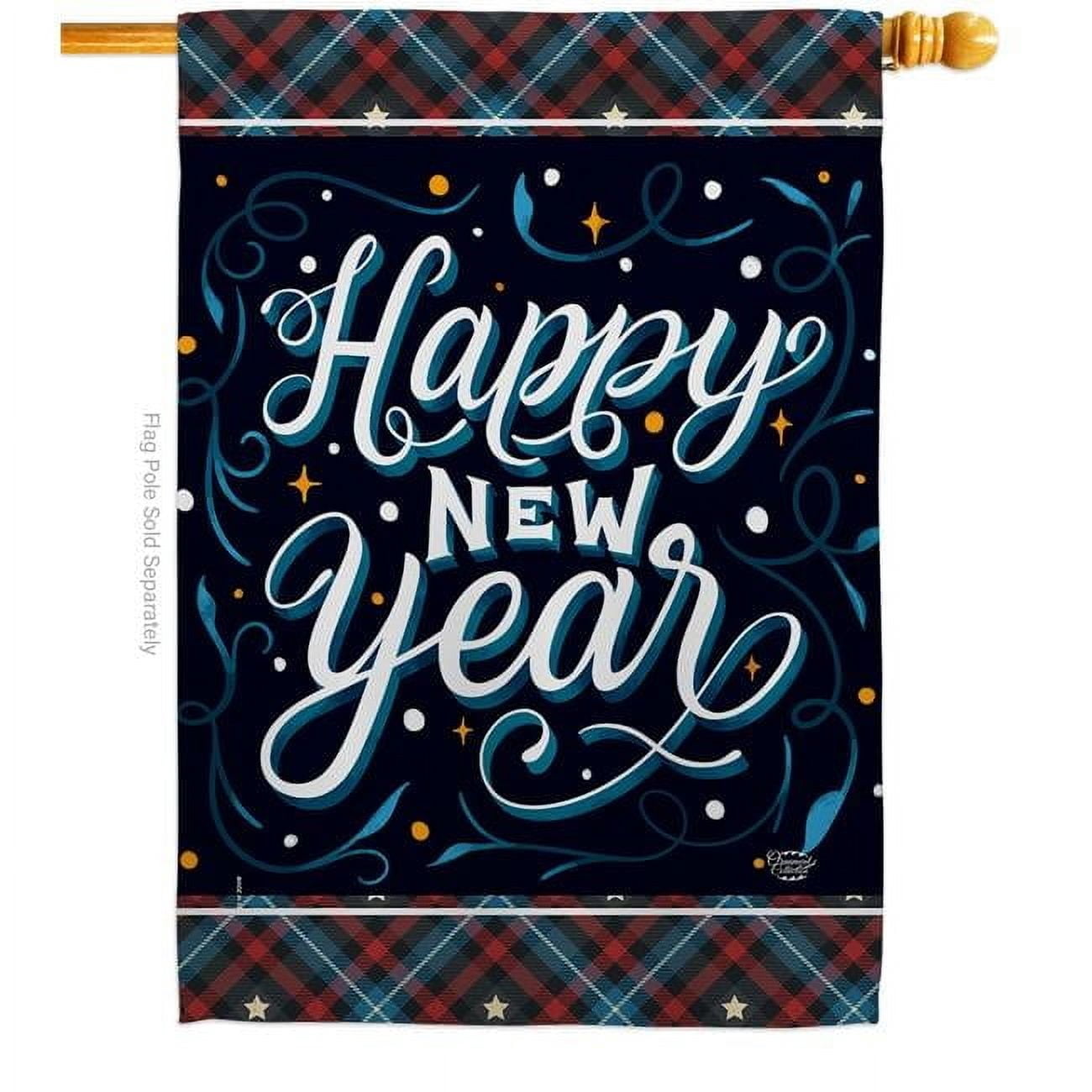 Ornament Collection H192238-BO 28 x 40 in. Bring New Year House Flag with Winter Double-Sided Decorative Vertical Flags Decoration Banner Garden Yard Gift