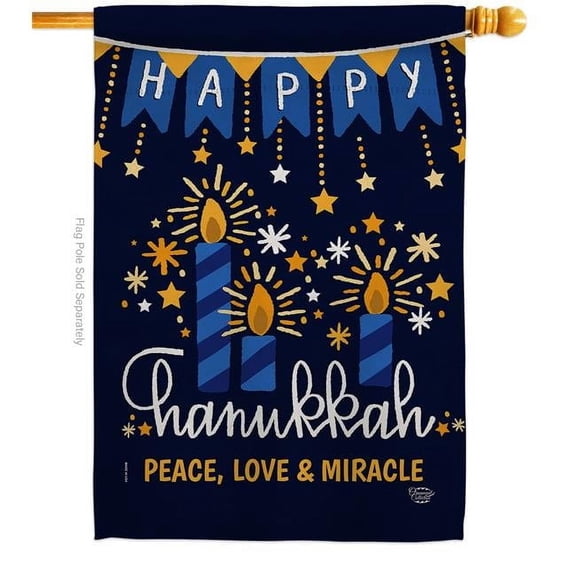 Ornament Collection H192315-BO 28 x 40 in. Peace Love Happiness House Flag with Winter Hanukkah Double-Sided Decorative Vertical Flags Decoration Banner Garden Yard Gift
