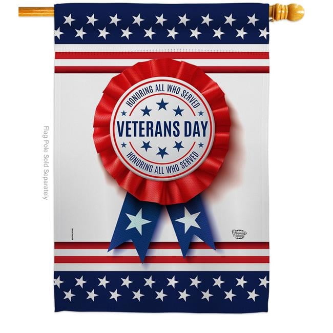 Ornament Collection H192329-BO 28 x 40 in. Veterans Day House Flag with Armed Forces Double-Sided Decorative Vertical Flags Decoration Banner Garden Yard Gift