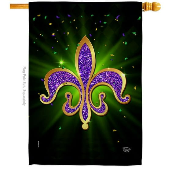 Ornament Collection 28 x 40 in. Fleur De Lis House Flag with Spring Mardi Gras Double-Sided Decorative Vertical Flags Decoration Banner Garden Yard Gift