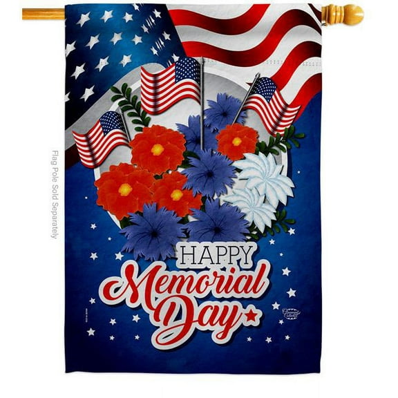 Ornament Collection H192541-BO 28 x 40 in. Honor Memorial Day American Vertical House Flag with Double-Sided Decorative Banner Garden Yard Gift