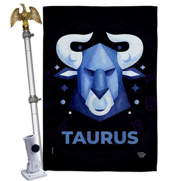 Ornament Collection HS190024-BO-02 28 x 40 in. Taurus House Flag Set Interests Zodiac Double-Sided Decorative Vertical Flags & Decoration Banner Garden Yard Gift