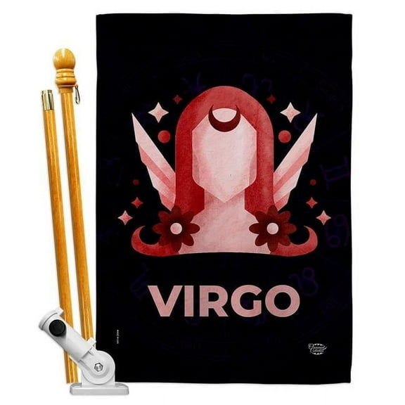 Ornament Collection HS190028-BO 28 x 40 in. Virgo House Flag Set Interests Zodiac Double-Sided Decorative Vertical Flags & Decoration Banner Garden Yard Gift