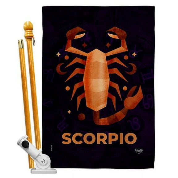 Ornament Collection HS190030-BO 28 x 40 in. Scorpio House Flag Set Interests Zodiac Double-Sided Decorative Vertical Flags & Decoration Banner Garden Yard Gift