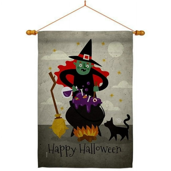Ornament Collection HS190173-BO-03 Casting Spells Falltime Halloween 28 x 40 in. Double-Sided Decorative Horizontal Flags for Decoration Banner Garden Yard Gift