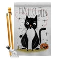 thumbnail image 1 of Ornament Collection HS190175-P3 Halloween Tuxedo Cat Falltime 28 x 40 in. Double-Sided Decorative Horizontal Flags for Decoration Banner Garden Yard Gift, 1 of 1