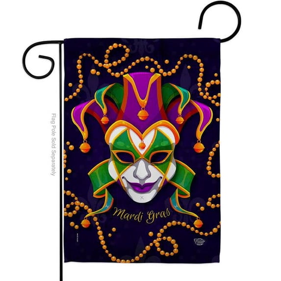 Ornament Collection Joker Mardi Gras Springtime Double-Sided Decorative Garden Flag, Multi Color