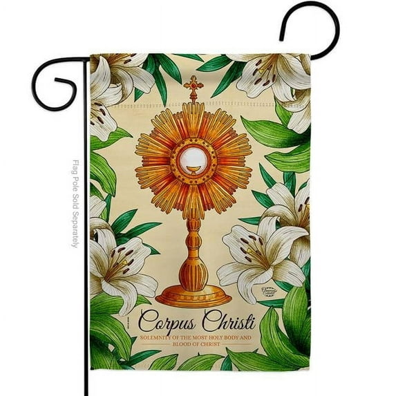 Ornament Collection Lilys Corpus Christi Religious First Communion Double-Sided Decorative Garden Flag, Multi Color