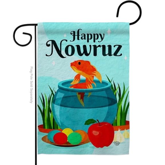 Ornament Collection Persian Style Nowruz Celebration Double-Sided Decorative Garden Flag, Multi Color