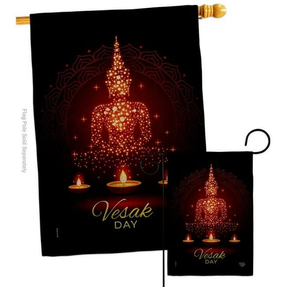 Ornament Collection S190174-P3 Vesak Day Religious 28 x 40 in. Double-Sided Decorative Horizontal House Flags Set for Decoration Banner Garden Yard Gift