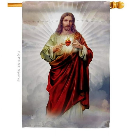 Ornament Collection Sacred Heart of Jesus Religious Faith Double-Sided Garden Decorative House Flag, Multi Color
