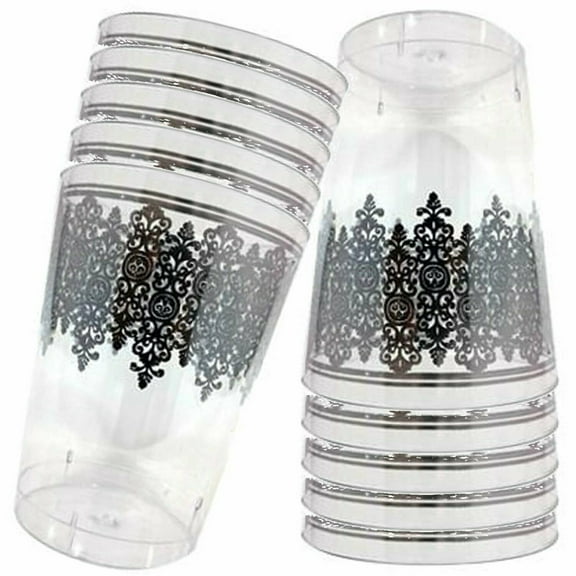 Ornament Crystal Tumblers Clear Silver 10 oz 10 Count