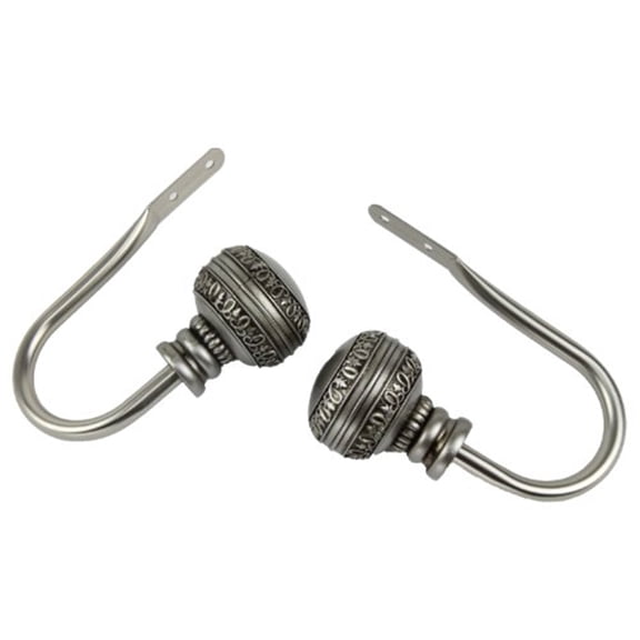 Ornament Curtain Rod Holdback-Color:Satin Nickel