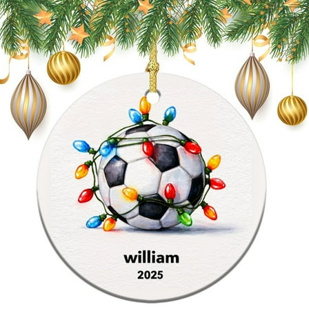 Ornament Customized Soccers Player Gift 3" Ceramic Christmas Ornament Personalized Soccer Xmas Holiday Keepsake Christmas Tree Decoration Gifts Keepsake for Family