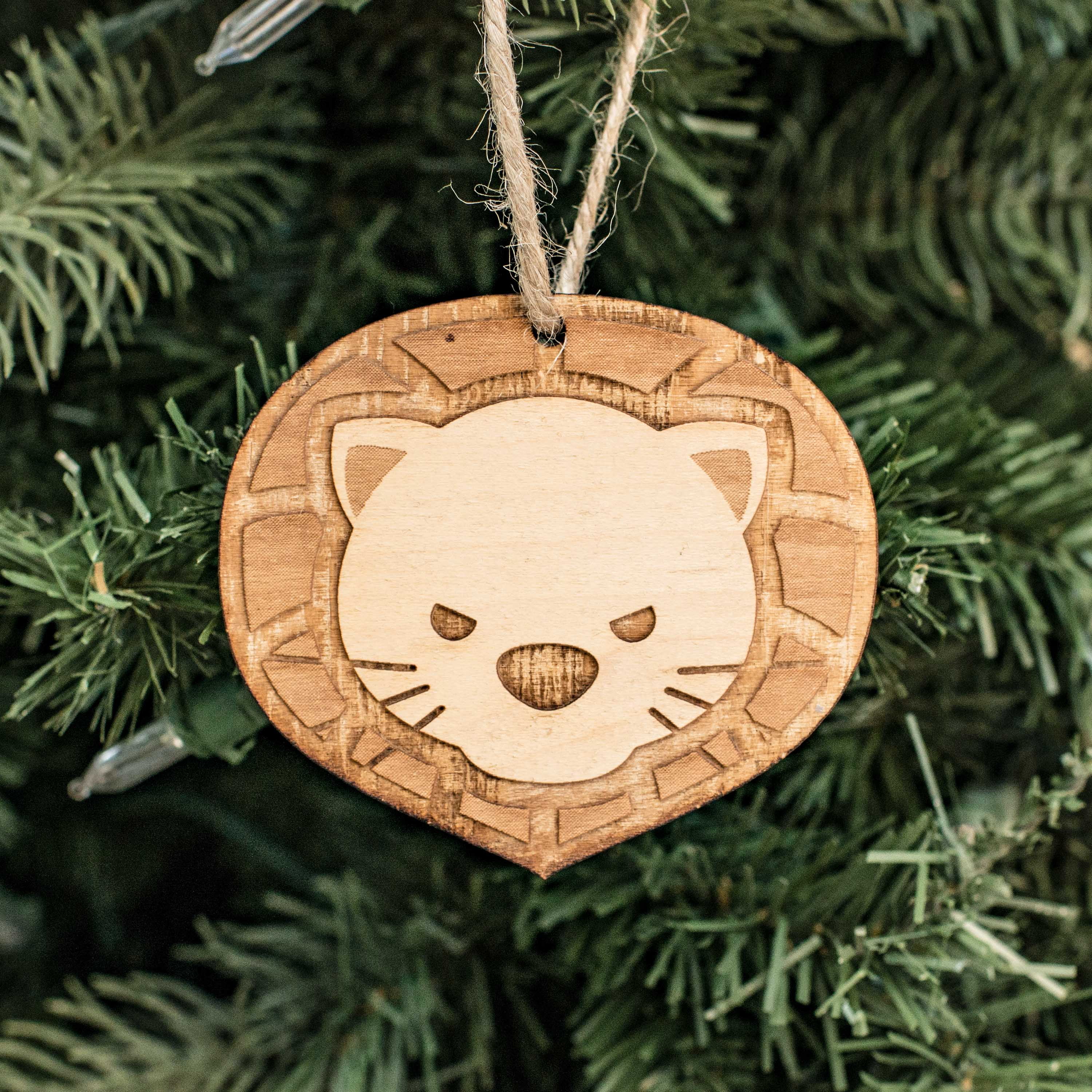 Ornament - Cute Lion - Raw Wood 3x2in Ornament - Cute Lion - Raw Wood 3x2in
